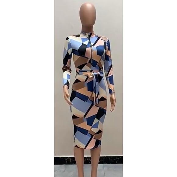 Women’s Zip Up Bodycon Dress- Size Large - Picture 2 of 7